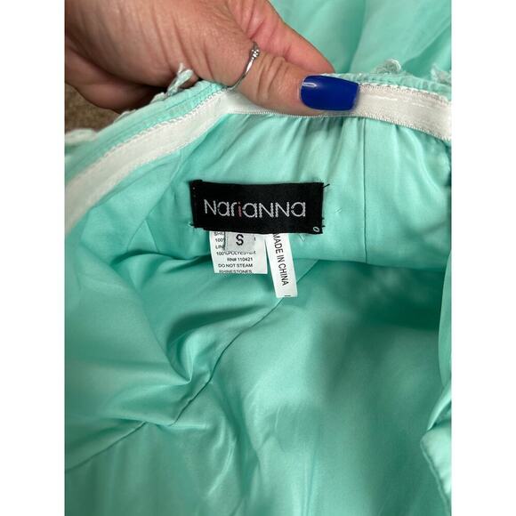 NARIANNA Tulle Prom Dress sea foam Green Lace up back Short strapless SZ SM - Picture 4 of 10